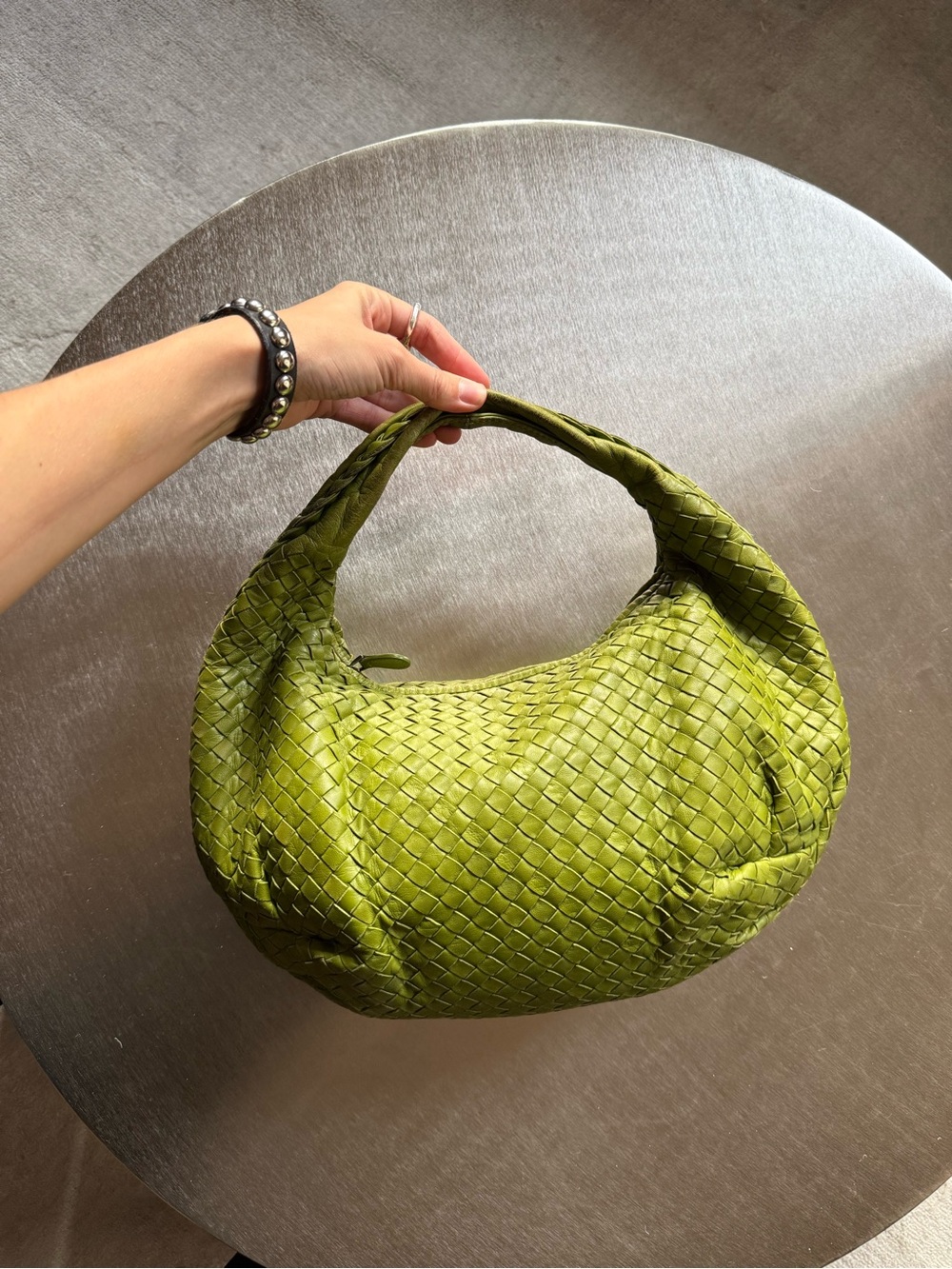 Bottega Veneta Chartreuse Intrecciato Hobo Bag